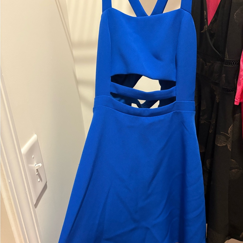 Express Blue Halter Backless Sundress